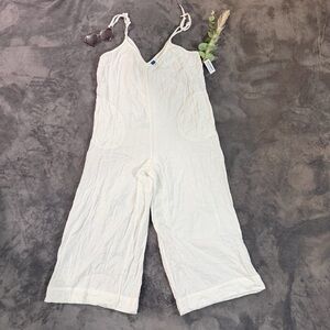 Old Navy White Cotton Wide-Leg Jumpsuit NWT Sz M